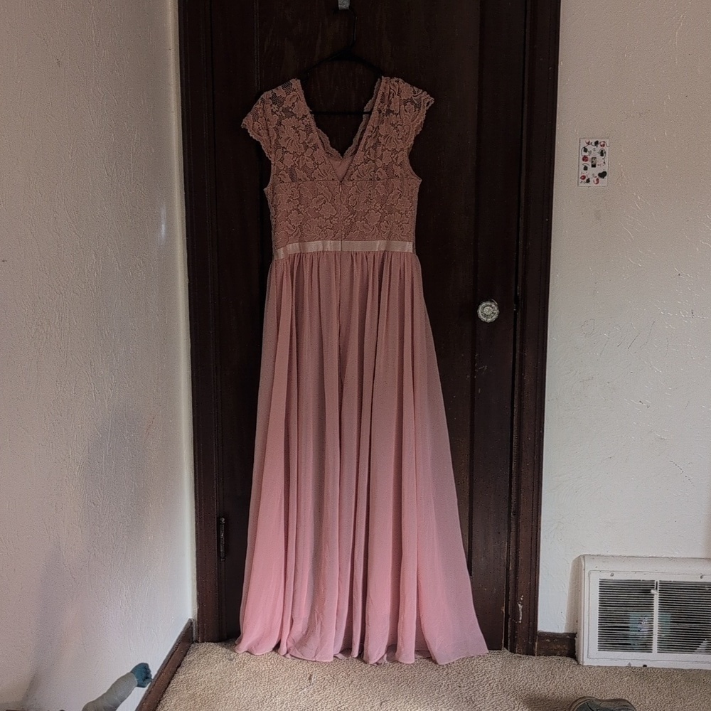 Daisyander Pink Lace Top Flowy Maxi Dress Bridesmaid Formal Size XL - Picture 4 of 6